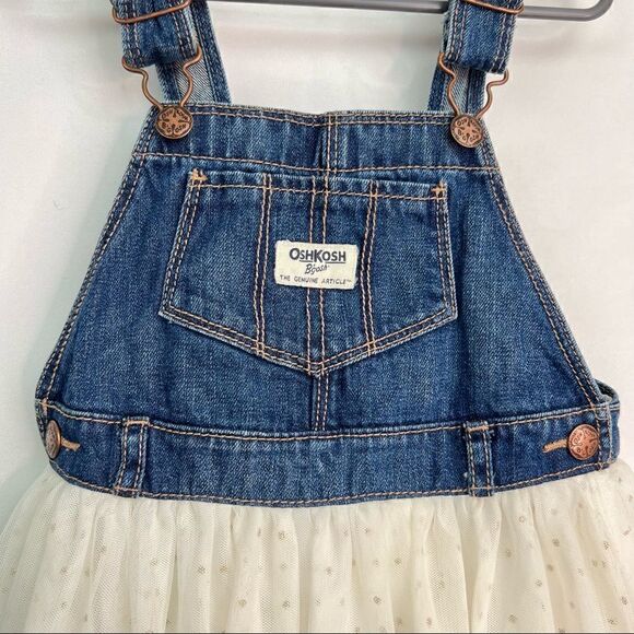 OshKosh B’Gosh Denim Overall with Tulle skirt Dress Jumper - Picture 6 of 15